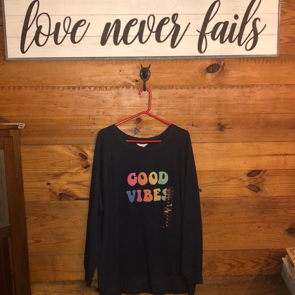 NWT Wildfox size XL navy long sleeve top sweatshirt sweater casual fun soft warm